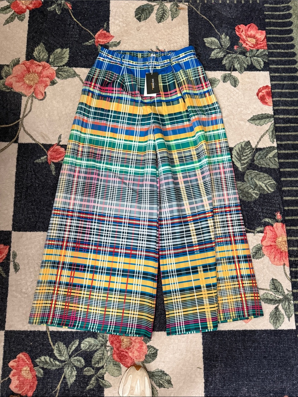 Kids Wide-Leg Plaid Bottoms in Multicolor